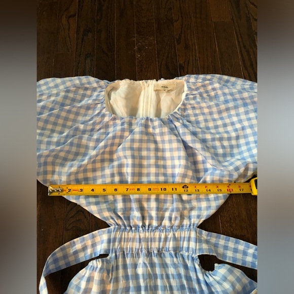 Mable Women’s M Blue/White Gingham Lolita Puffed Sleeve Cut-Out A-Line Dress EUC - Picture 10 of 15